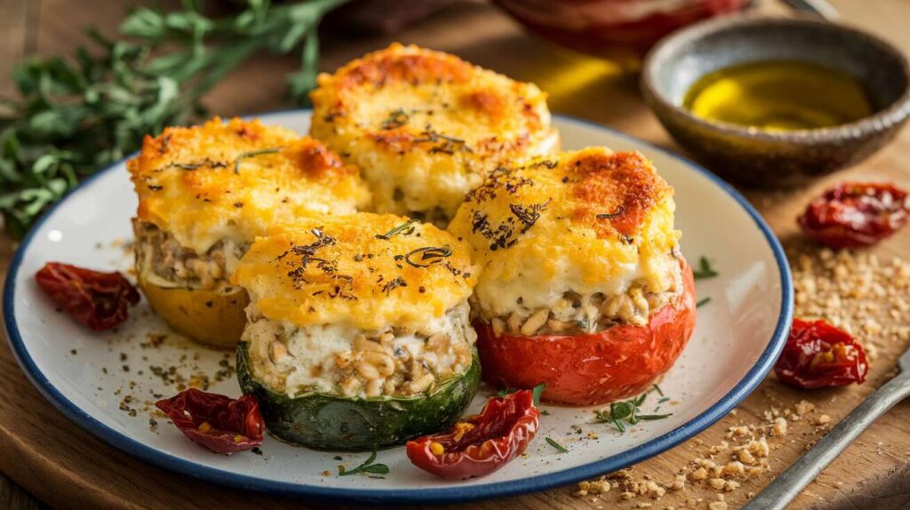 Petits farcis gratinés al queso de cabra: receta sabrosa